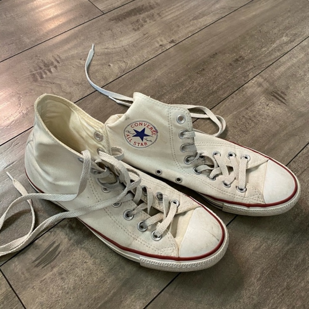 White hi-top converse